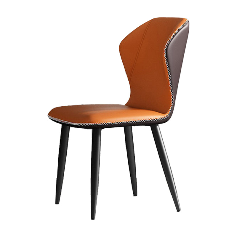 Silla de comedor sin brazos con respaldo industrial, sillas de comedor de piel sintética para uso doméstico