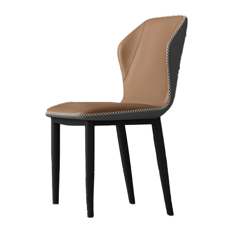 Silla de comedor sin brazos con respaldo industrial, sillas de comedor de piel sintética para uso doméstico