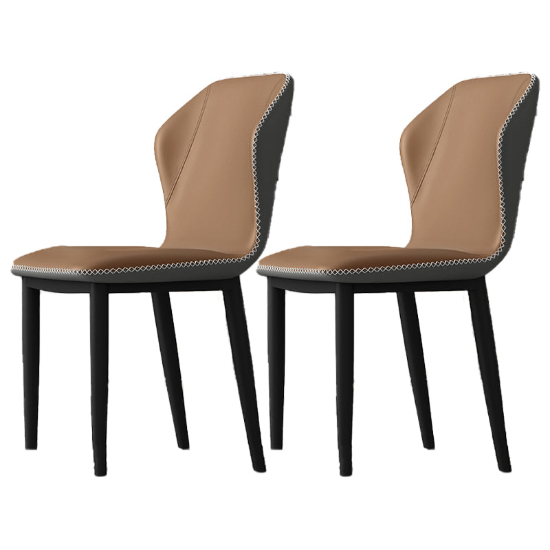 Silla de comedor sin brazos con respaldo industrial, sillas de comedor de piel sintética para uso doméstico