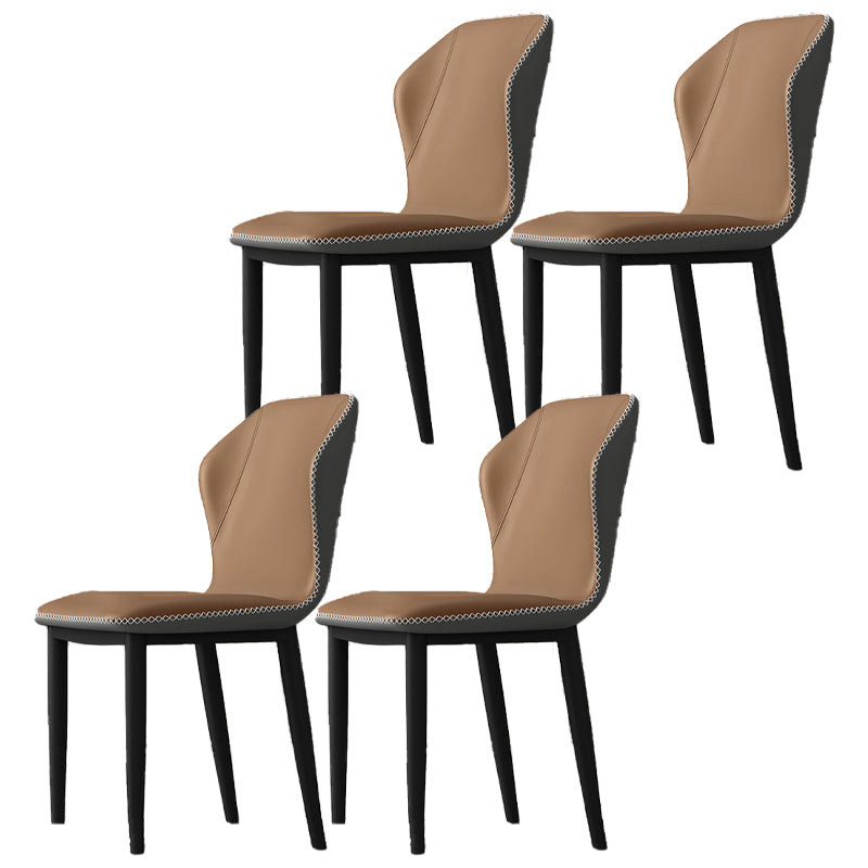 Silla de comedor sin brazos con respaldo industrial, sillas de comedor de piel sintética para uso doméstico