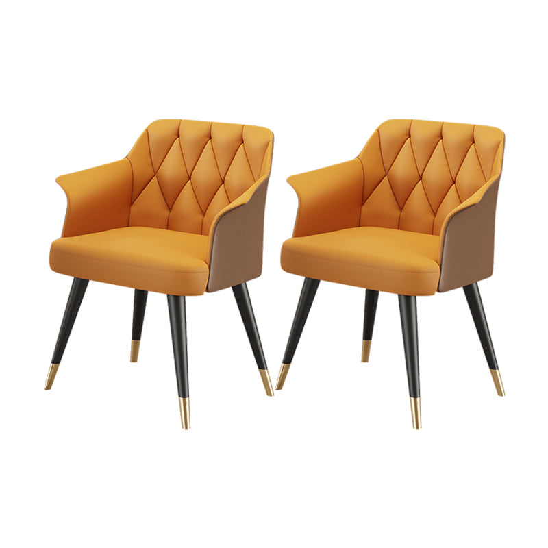 Silla de comedor con brazo de metal Glam, sillas laterales de piel sintética para uso doméstico