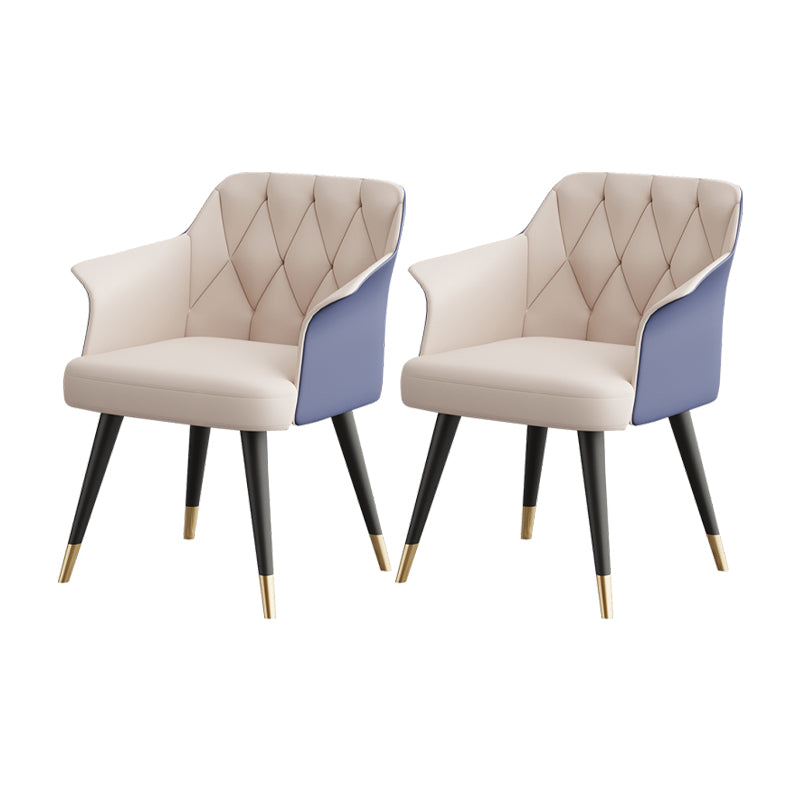 Silla de comedor con brazo de metal Glam, sillas laterales de piel sintética para uso doméstico