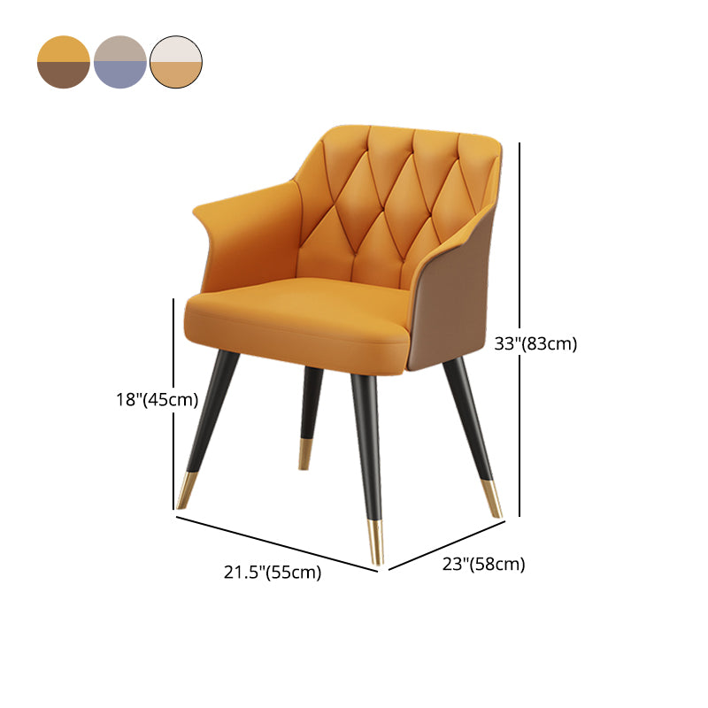 Silla de comedor con brazo de metal Glam, sillas laterales de piel sintética para uso doméstico