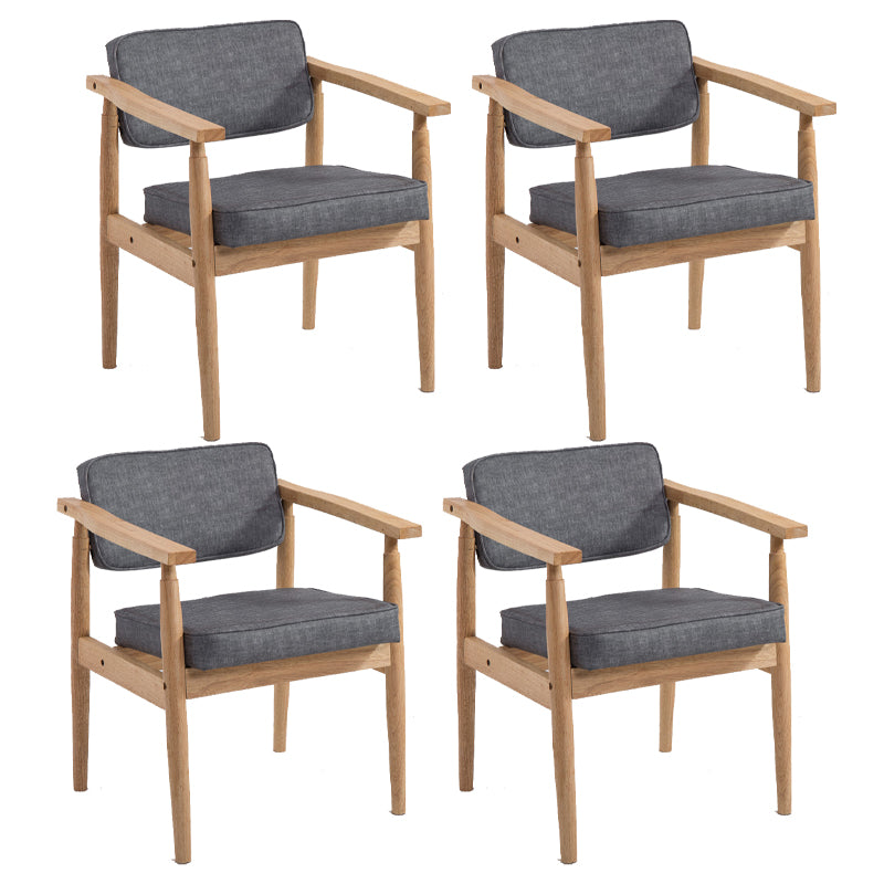 Silla de comedor de cuero con respaldo abierto de madera de caucho de granja con acabado mate