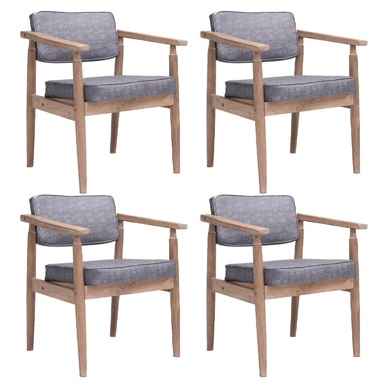 Silla de comedor de cuero con respaldo abierto de madera de caucho de granja con acabado mate