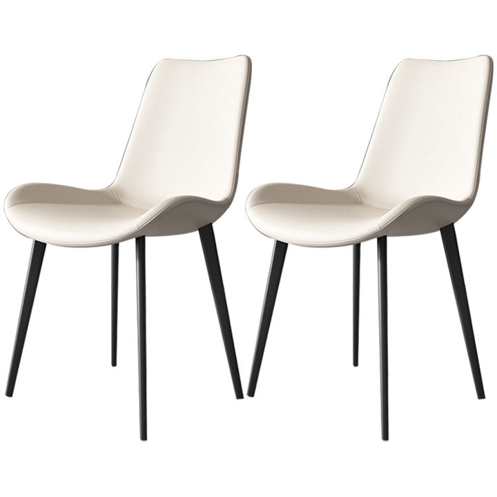 Silla de comedor estilo moderno, sillas sin brazos con patas de metal para cocina
