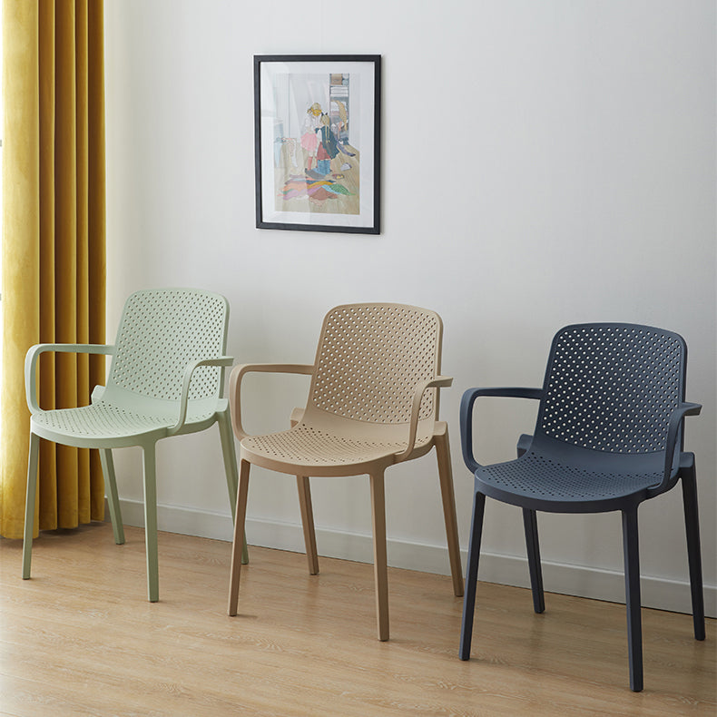Silla plástica escandinava del brazo del comedor de la cocina Silla sólida de la parte posterior