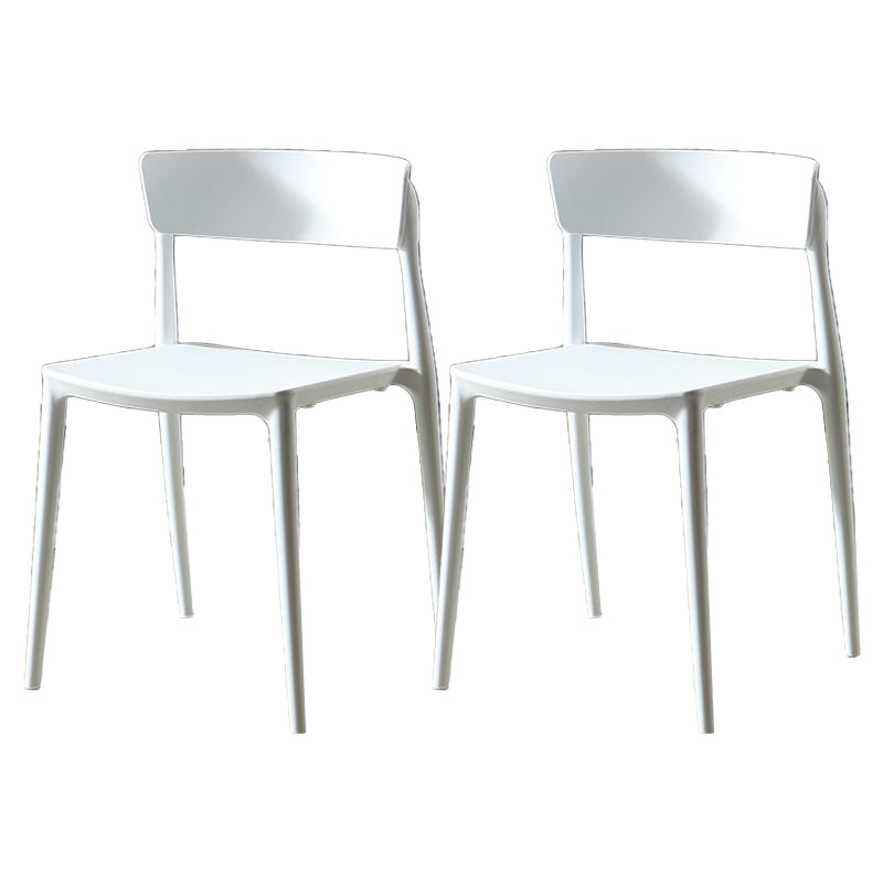 Silla sin brazos de comedor de plástico escandinavo, silla lateral con respaldo abierto