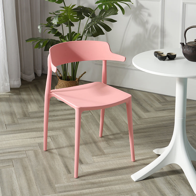 Silla sin brazos de comedor de plástico escandinavo, silla lateral con respaldo abierto