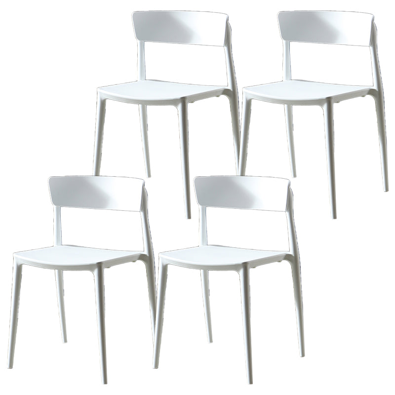 Silla sin brazos de comedor de plástico escandinavo, silla lateral con respaldo abierto