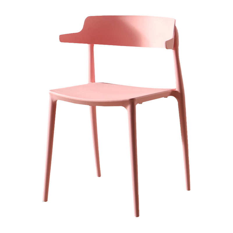 Silla sin brazos de comedor de plástico escandinavo, silla lateral con respaldo abierto