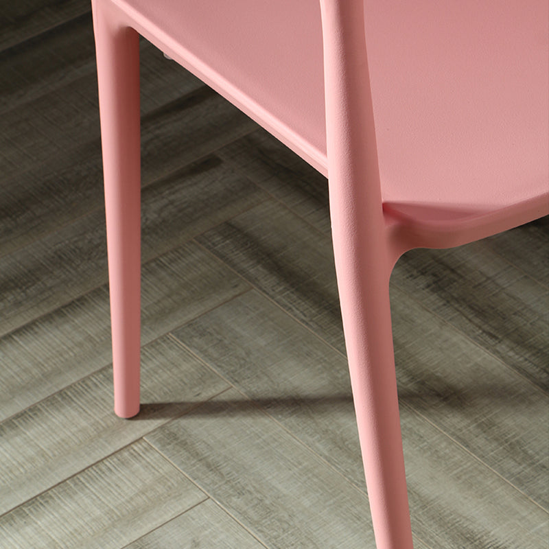 Silla sin brazos de comedor de plástico escandinavo, silla lateral con respaldo abierto