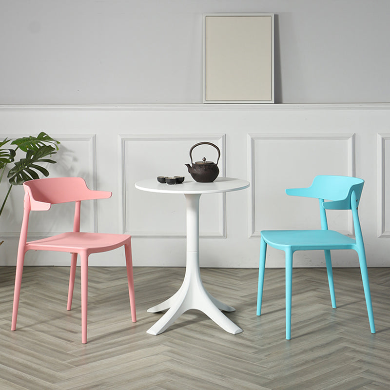 Silla sin brazos de comedor de plástico escandinavo, silla lateral con respaldo abierto