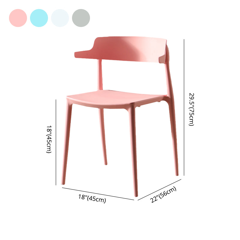Silla sin brazos de comedor de plástico escandinavo, silla lateral con respaldo abierto
