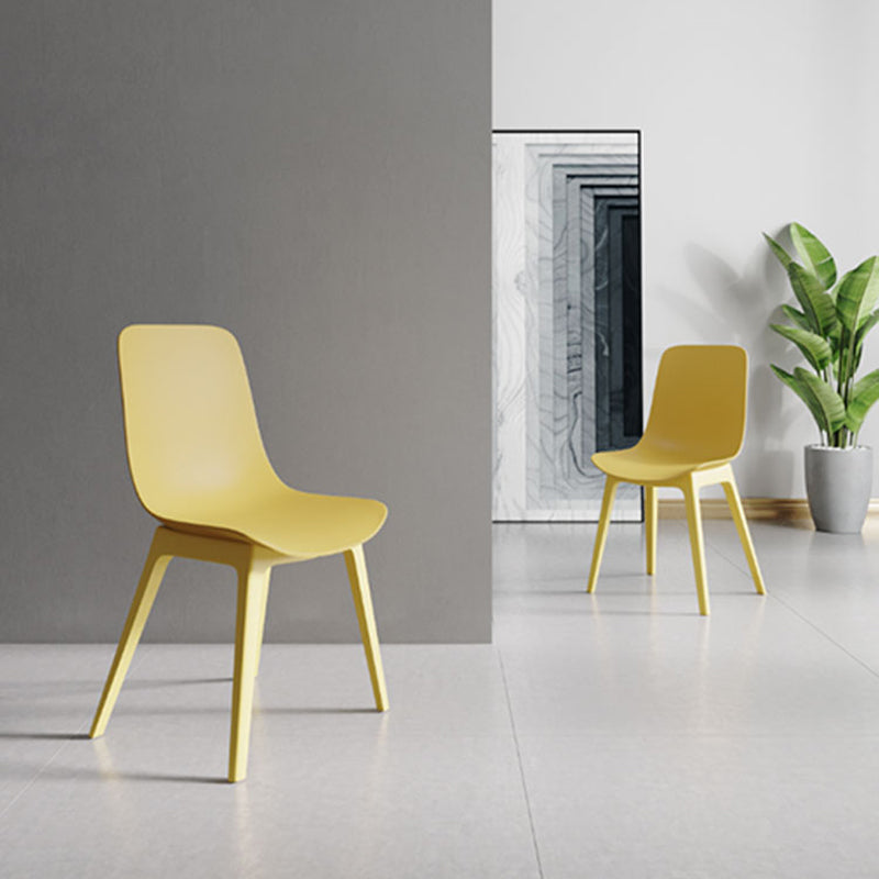 Silla escandinava sin brazos con respaldo sólido, sillas laterales de comedor de plástico