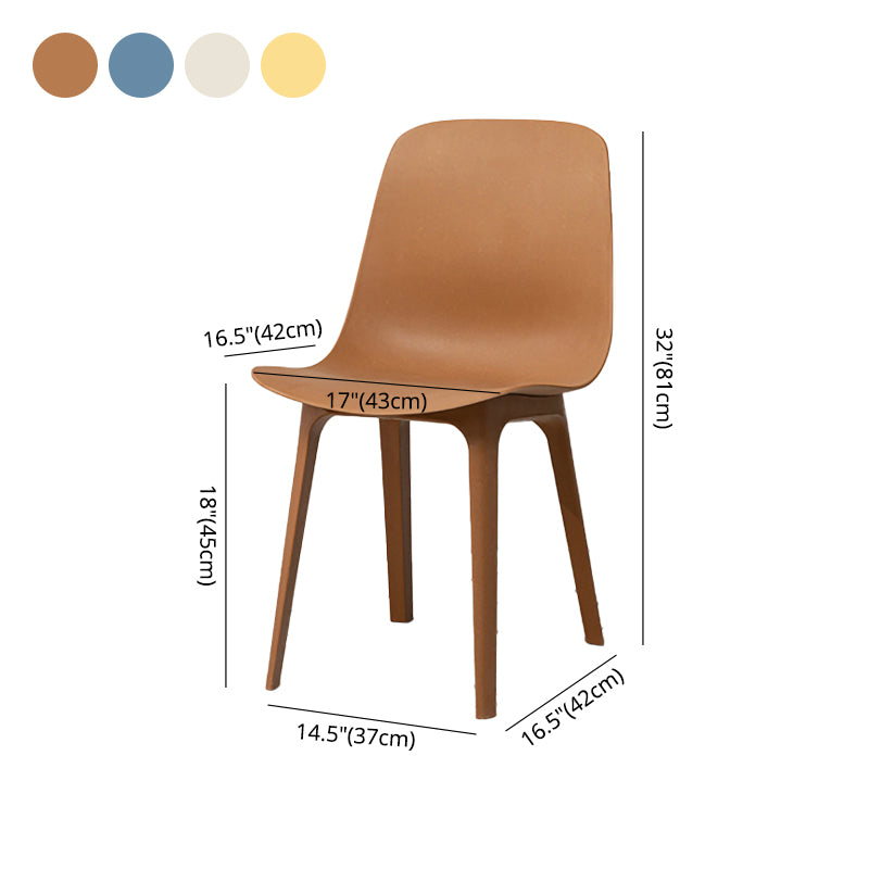 Silla escandinava sin brazos con respaldo sólido, sillas laterales de comedor de plástico