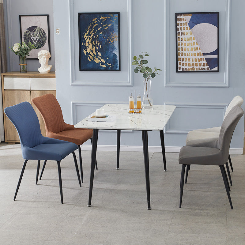 Silla lateral de cuero moderna para sala de estar Parsons Silla de comedor con acabado mate