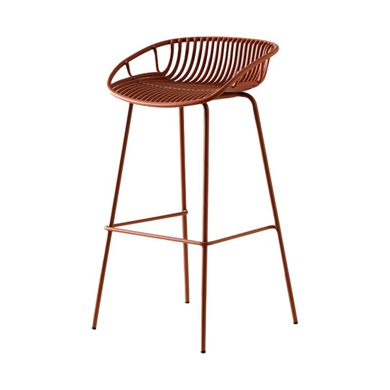 Nordic Metal Low Back Barstool Simple Indoor Tall Stool with Plastic Seat