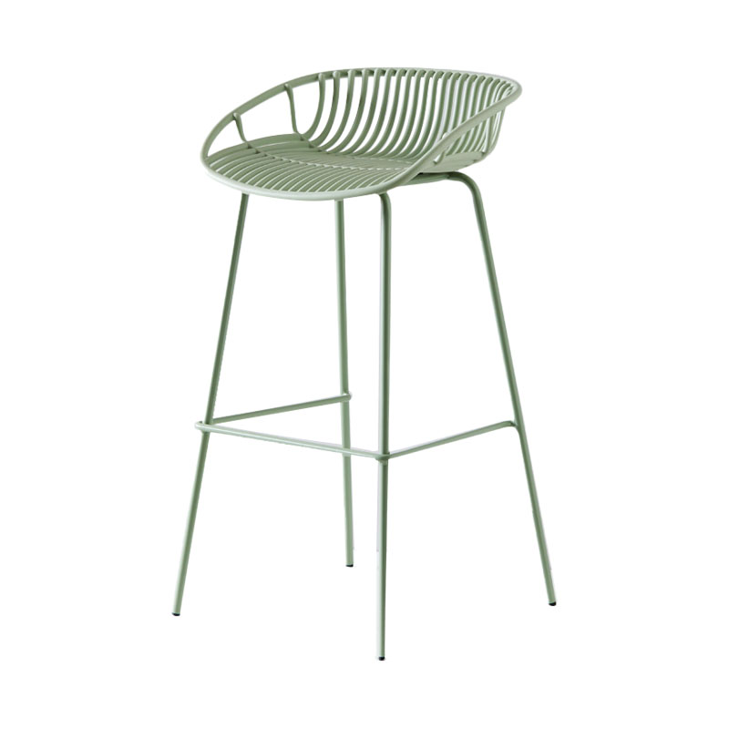 Nordic Metal Low Back Barstool Simple Indoor Tall Stool with Plastic Seat