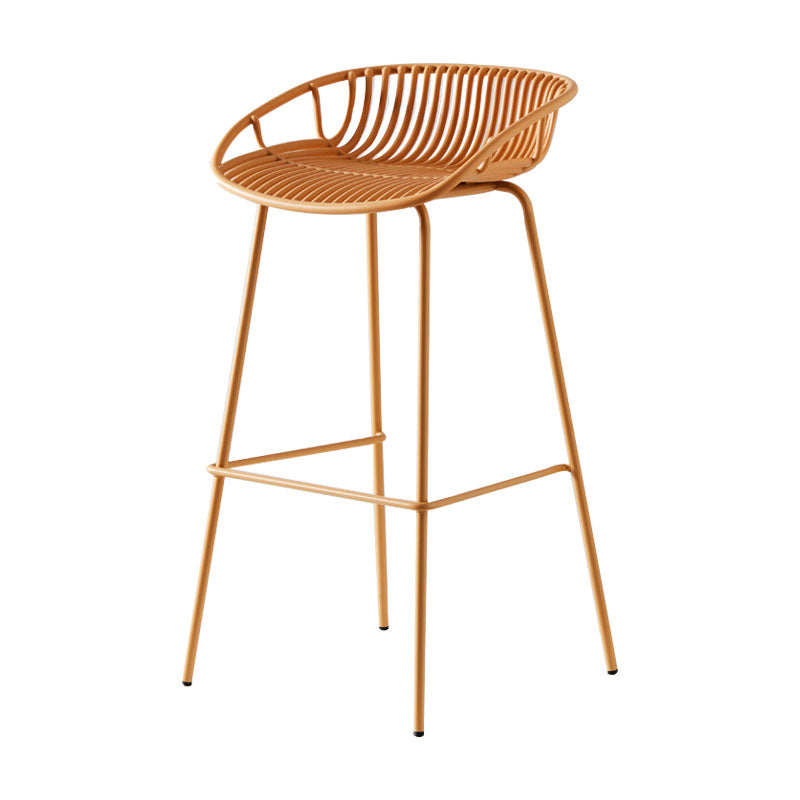Nordic Metal Low Back Barstool Simple Indoor Tall Stool with Plastic Seat