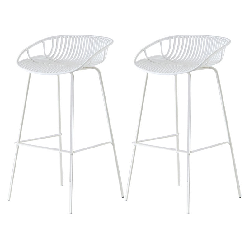 Nordic Metal Low Back Barstool Simple Indoor Tall Stool with Plastic Seat