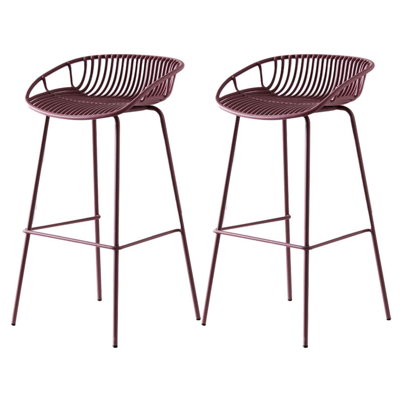 Nordic Metal Low Back Barstool Simple Indoor Tall Stool with Plastic Seat