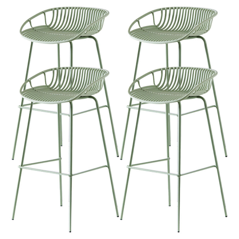 Nordic Metal Low Back Barstool Simple Indoor Tall Stool with Plastic Seat