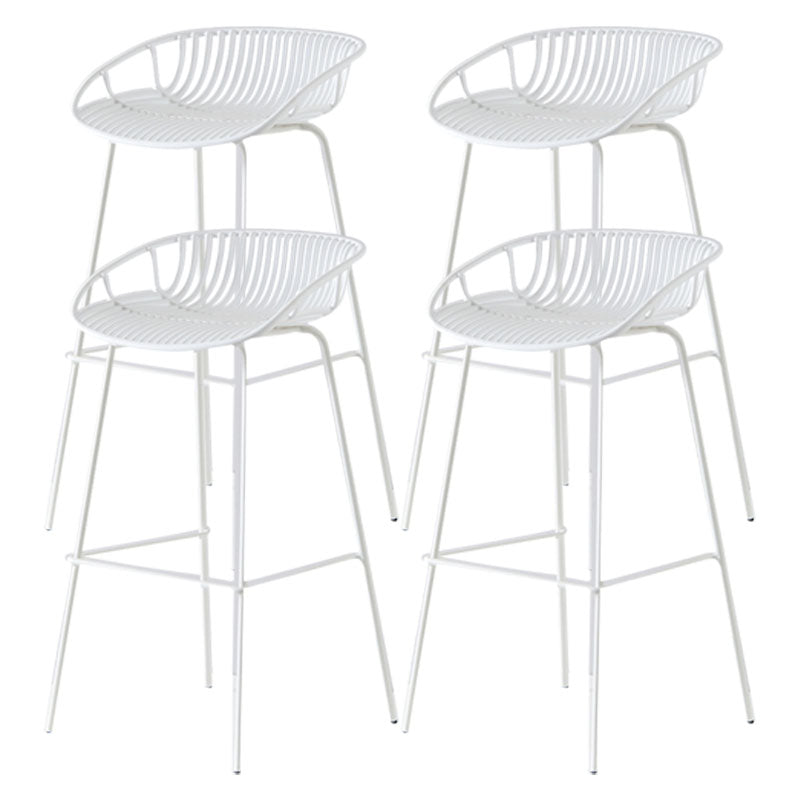 Nordic Metal Low Back Barstool Simple Indoor Tall Stool with Plastic Seat