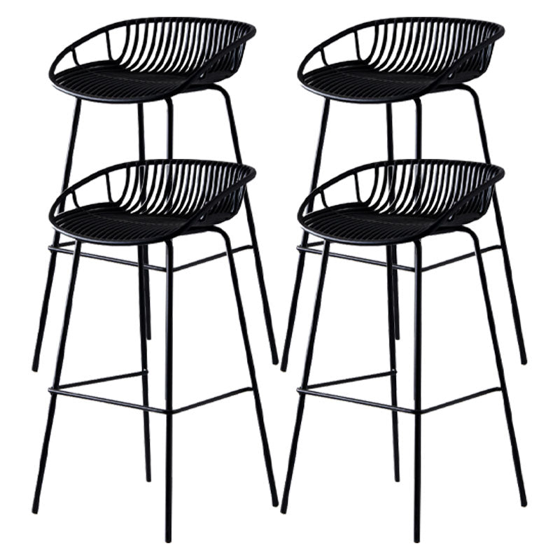 Nordic Metal Low Back Barstool Simple Indoor Tall Stool with Plastic Seat