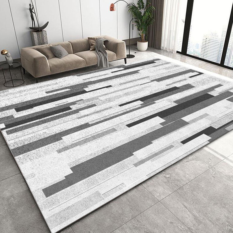 Black Modern Rug Polyester Pattern Rug Washable Indoor Rug for Home Decor