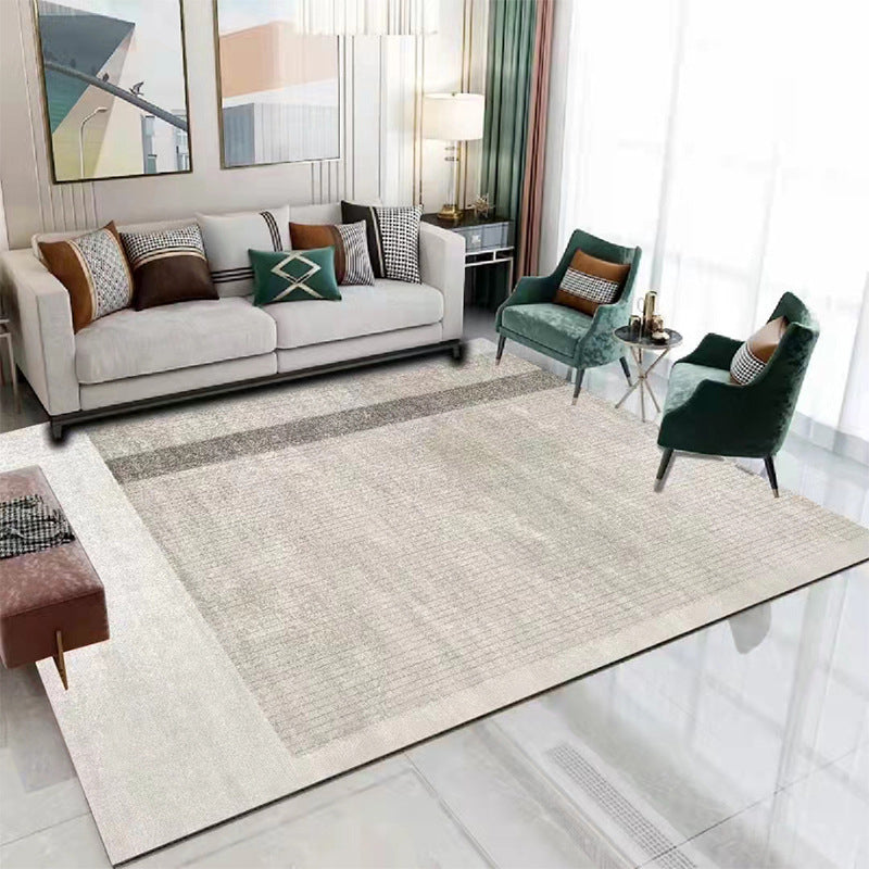 Light Brown Line Rug Polyester Modern Rug Washable Rug for Living Room