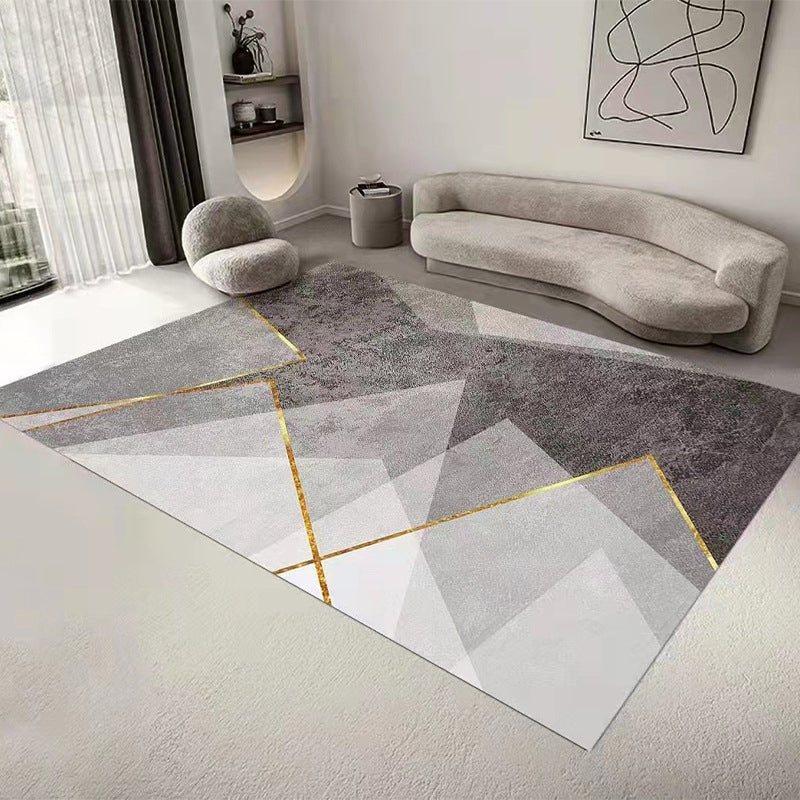 Light Brown Line Rug Polyester Modern Rug Washable Rug for Living Room