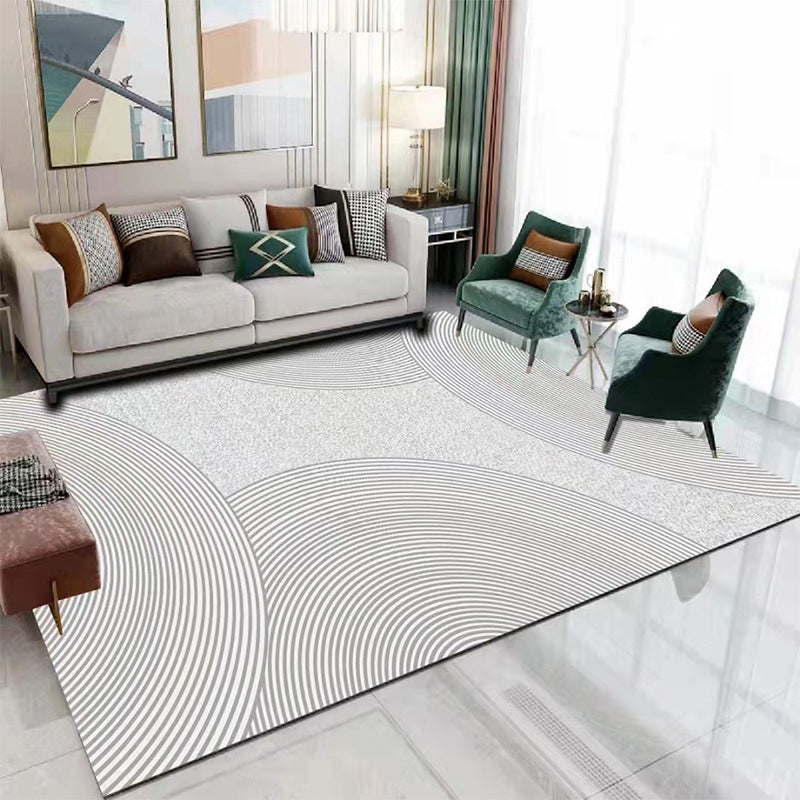 Light Brown Line Rug Polyester Modern Rug Washable Rug for Living Room