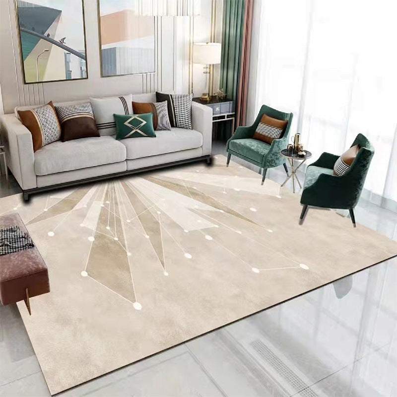 Light Brown Line Rug Polyester Modern Rug Washable Rug for Living Room