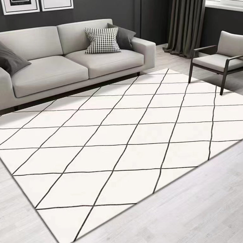 Tappeto grigio con stampa di geometria poliestere moderna tappeto resistente alle macchie per soggiorno