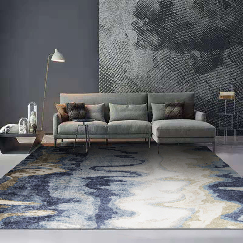 Dark Gray Modern Rug Polyester Abstract Color Piece Rug Washable Rug for Living Room