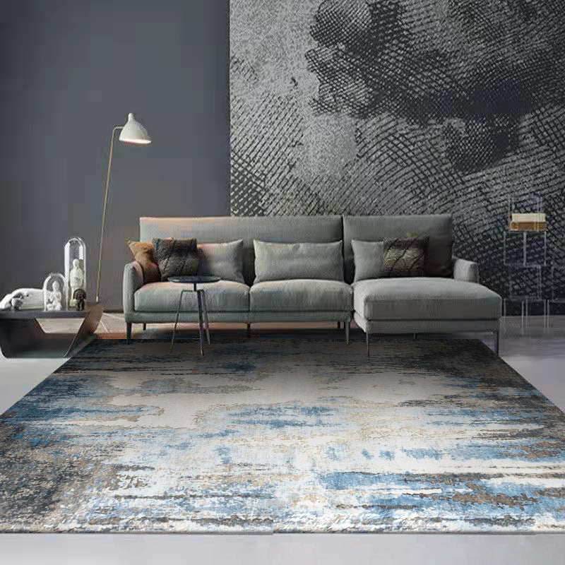 Dark Gray Modern Rug Polyester Abstract Color Piece Rug Washable Rug for Living Room