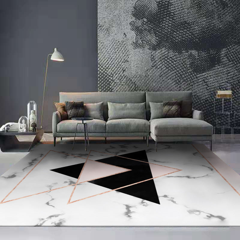 Dark Gray Modern Rug Polyester Abstract Color Piece Rug Washable Rug for Living Room