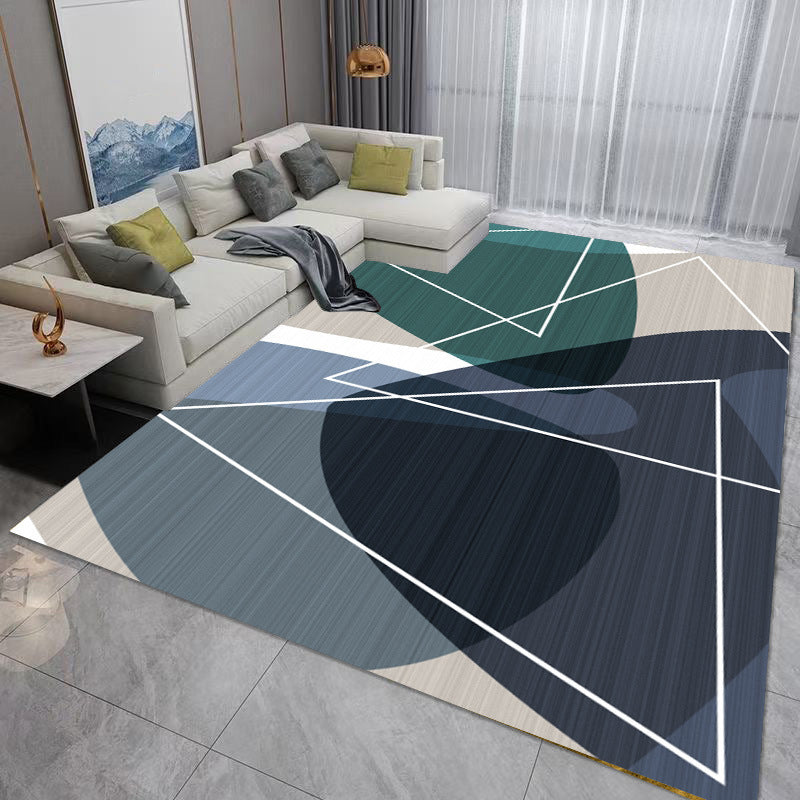 Light Gray Graphic Rug Polyester Modern Rug Stain Resistant Rug for Living Room