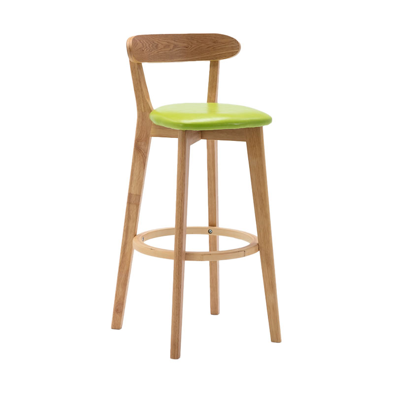 Natural Wood Upholstered Counter Stools Scandinavian Footrest Bar Stools