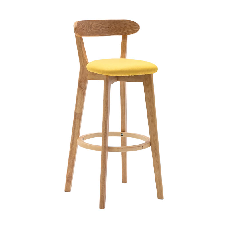 Natural Wood Upholstered Counter Stools Scandinavian Footrest Bar Stools