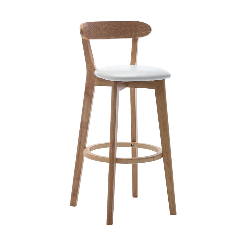 Natural Wood Upholstered Counter Stools Scandinavian Footrest Bar Stools