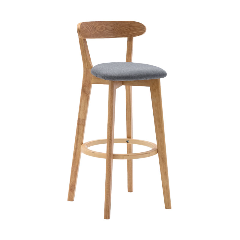Natural Wood Upholstered Counter Stools Scandinavian Footrest Bar Stools