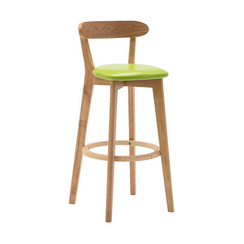 Natural Wood Upholstered Counter Stools Scandinavian Footrest Bar Stools