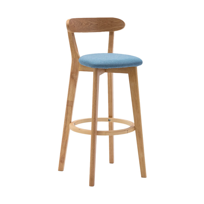 Natural Wood Upholstered Counter Stools Scandinavian Footrest Bar Stools
