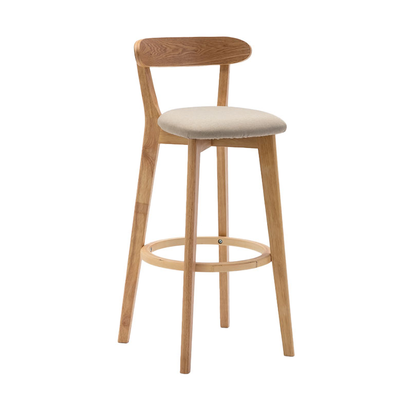 Natural Wood Upholstered Counter Stools Scandinavian Footrest Bar Stools