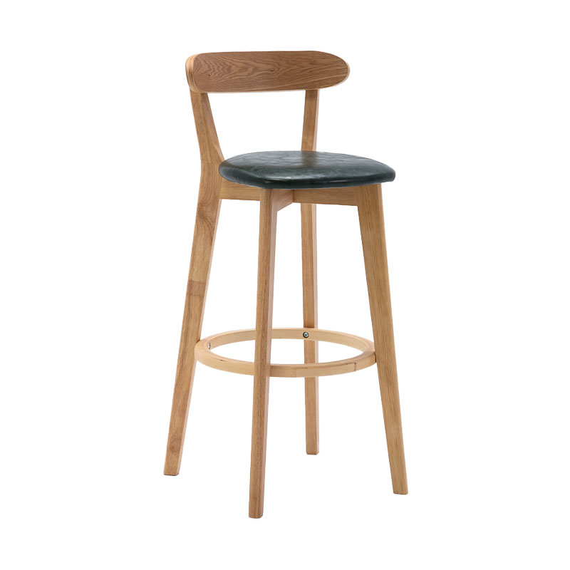 Natural Wood Upholstered Counter Stools Scandinavian Footrest Bar Stools
