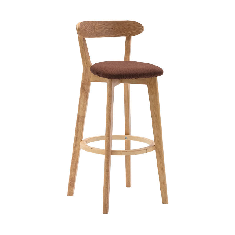 Natural Wood Upholstered Counter Stools Scandinavian Footrest Bar Stools