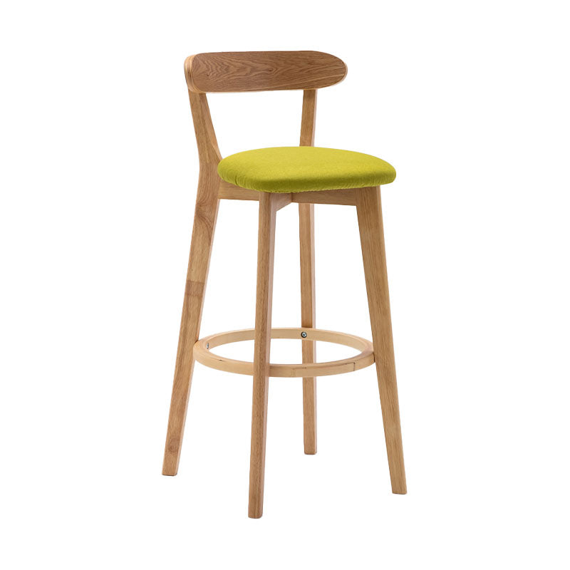 Natural Wood Upholstered Counter Stools Scandinavian Footrest Bar Stools