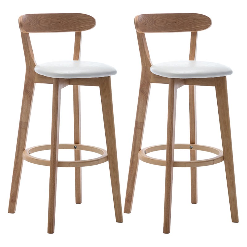 Natural Wood Upholstered Counter Stools Scandinavian Footrest Bar Stools